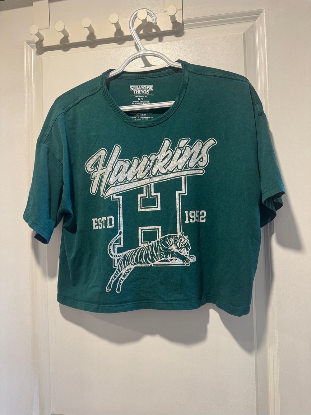 Stranger Things Hawkins Graphic Crop Tee - Forest Green